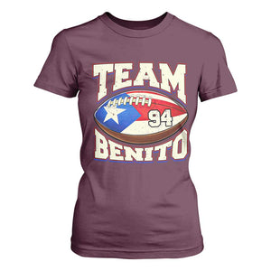 Team Benito Puerto Rico Football Pride T Shirt For Women Number 94 Vintage Game Day Music Artist Fan TS02 Maroon Print Your Wear