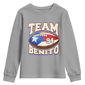 Team Benito Puerto Rico Football Pride Youth Sweatshirt Number 94 Vintage Game Day Music Artist Fan TS02 Sport Gray Print Your Wear