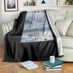 Funny Nihilist Penguin Existential Meme Throw Blanket Reject the Colony Embrace the Mountains TS02 Print Your Wear