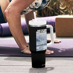 Funny Nihilist Penguin Existential Meme Tumbler With Handle Reject the Colony Embrace the Mountains TS02 Print Your Wear