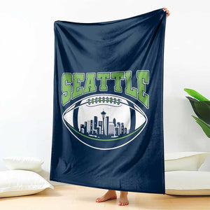 Seattle City Skyline Football Graphic Throw Blanket Sports Fan Game Day Pride TS02 Print Your Wear