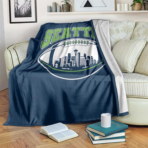 Seattle City Skyline Football Graphic Throw Blanket Sports Fan Game Day Pride TS02 Print Your Wear