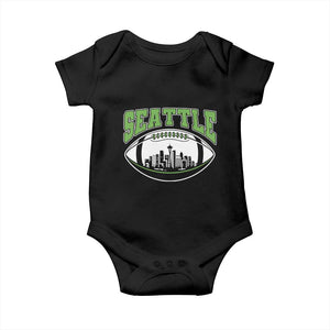 Seattle City Skyline Football Graphic Baby Onesie Sports Fan Game Day Pride TS02 Black Print Your Wear