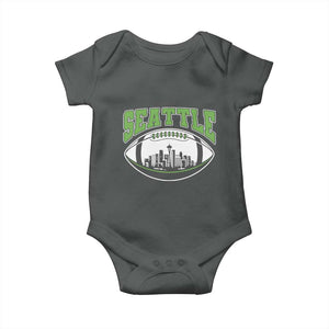 Seattle City Skyline Football Graphic Baby Onesie Sports Fan Game Day Pride TS02 Dark Heather Print Your Wear