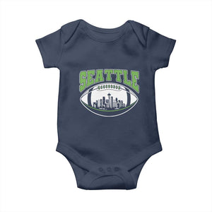 Seattle City Skyline Football Graphic Baby Onesie Sports Fan Game Day Pride TS02 Navy Print Your Wear