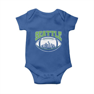 Seattle City Skyline Football Graphic Baby Onesie Sports Fan Game Day Pride TS02 Royal Blue Print Your Wear