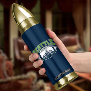 Seattle City Skyline Football Graphic Bullet Tumbler Sports Fan Game Day Pride TS02 Print Your Wear