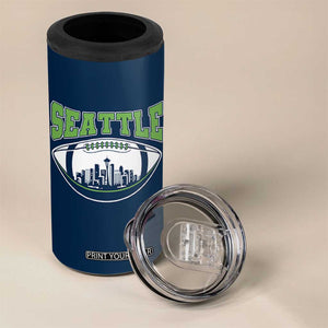 Seattle City Skyline Football Graphic 4 in 1 Can Cooler Tumbler Sports Fan Game Day Pride TS02 Print Your Wear
