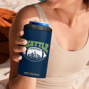 Seattle City Skyline Football Graphic 4 in 1 Can Cooler Tumbler Sports Fan Game Day Pride TS02 Print Your Wear