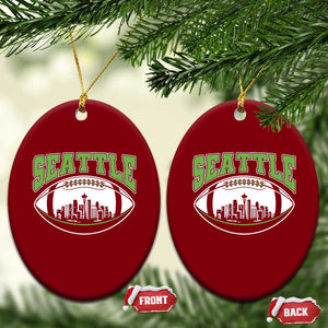 Seattle City Skyline Football Graphic Ceramic Ornament Sports Fan Game Day Pride TS02 Print Your Wear