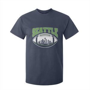 Seattle City Skyline Football Graphic T Shirt For Kid Sports Fan Game Day Pride TS02 Navy Print Your Wear