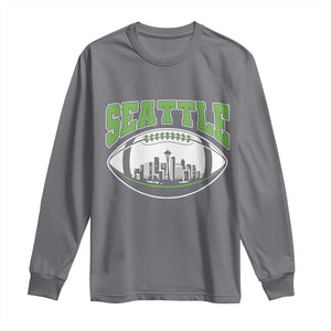 Seattle City Skyline Football Graphic Long Sleeve Shirt Sports Fan Game Day Pride TS02 Charcoal Print Your Wear