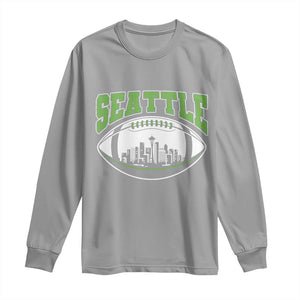 Seattle City Skyline Football Graphic Long Sleeve Shirt Sports Fan Game Day Pride TS02 Sport Gray Print Your Wear