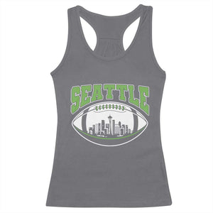 Seattle City Skyline Football Graphic Racerback Tank Top Sports Fan Game Day Pride TS02 Charcoal Print Your Wear