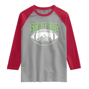 Seattle City Skyline Football Graphic Raglan Shirt Sports Fan Game Day Pride TS02 Sport Gray Red Print Your Wear