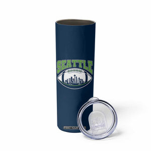 Seattle City Skyline Football Graphic Skinny Tumbler Sports Fan Game Day Pride TS02 Print Your Wear