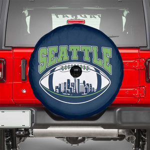 Seattle City Skyline Football Graphic Spare Tire Cover Sports Fan Game Day Pride TS02 Navy Print Your Wear