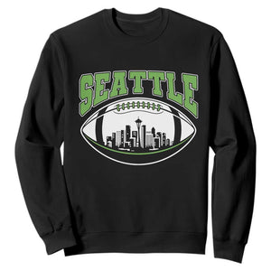Seattle City Skyline Football Graphic Sweatshirt Sports Fan Game Day Pride TS02 Black Print Your Wear