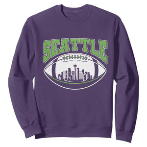 Seattle City Skyline Football Graphic Sweatshirt Sports Fan Game Day Pride TS02 Purple Print Your Wear