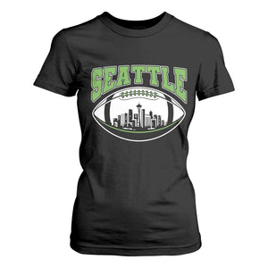 Seattle City Skyline Football Graphic T Shirt For Women Sports Fan Game Day Pride TS02 Black Print Your Wear