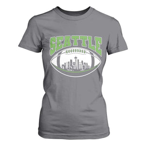 Seattle City Skyline Football Graphic T Shirt For Women Sports Fan Game Day Pride TS02 Charcoal Print Your Wear