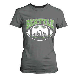 Seattle City Skyline Football Graphic T Shirt For Women Sports Fan Game Day Pride TS02 Dark Heather Print Your Wear