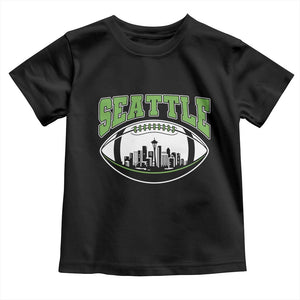 Seattle City Skyline Football Graphic Toddler T Shirt Sports Fan Game Day Pride TS02 Black Print Your Wear