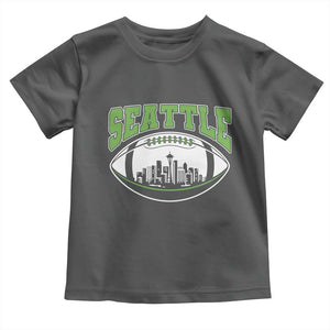 Seattle City Skyline Football Graphic Toddler T Shirt Sports Fan Game Day Pride TS02 Dark Heather Print Your Wear