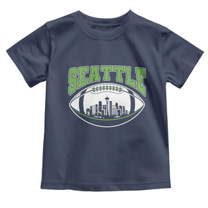 Seattle City Skyline Football Graphic Toddler T Shirt Sports Fan Game Day Pride TS02 Navy Print Your Wear
