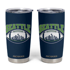 Seattle City Skyline Football Graphic Tumbler Cup Sports Fan Game Day Pride TS02 Navy Print Your Wear