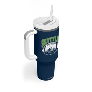 Seattle City Skyline Football Graphic Tumbler With Handle Sports Fan Game Day Pride TS02 Print Your Wear