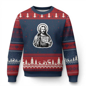 Funny Jesus Saying Ugly Christmas Sweater Don't Be A D*ck TS02 Navy Red Print Your Wear
