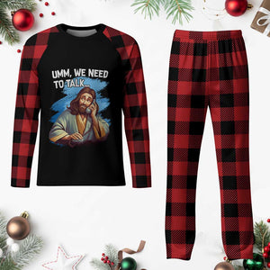 Funny Jesus Plaid Pajama Set We Need To Talk Christian Religious Meme TS02 Buffalo Plaid Print Your Wear