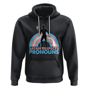 Satan Respects Pronouns Hoodie Transgender Pride Flag Devil Protect Trans Kids TS02 Black Printyourwear