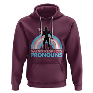 Satan Respects Pronouns Hoodie Transgender Pride Flag Devil Protect Trans Kids TS02 Maroon Printyourwear