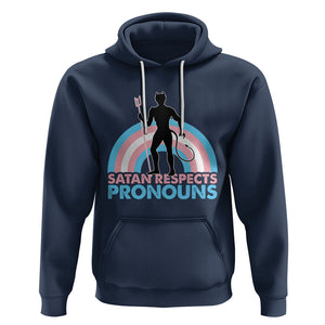 Satan Respects Pronouns Hoodie Transgender Pride Flag Devil Protect Trans Kids TS02 Navy Printyourwear