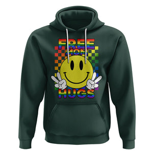 LGBT Free Hugs Support Hoodie Mom Hug Mama LGBTQ Ally Rainbow Flag Retro TS02 Dark Forest Green Printyourwear