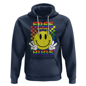 LGBT Free Hugs Support Hoodie Mom Hug Mama LGBTQ Ally Rainbow Flag Retro TS02 Navy Printyourwear