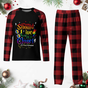 No One Should Live in a Closet Plaid Pajama Set LGBTQ+ Pride Empowerment Ally TS02 Buffalo Plaid Print Your Wear