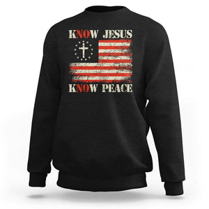 Know Jesus Know Peace Sweatshirt No Jesus No Peace Bible American Flag TS02 Black Printyourwear