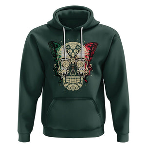 Mexican Sugar Skull Hoodie Mexico Flag Butterfly Latino Hispanic Heritage TS02 Dark Forest Green Printyourwear