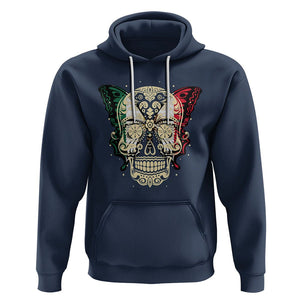 Mexican Sugar Skull Hoodie Mexico Flag Butterfly Latino Hispanic Heritage TS02 Navy Printyourwear