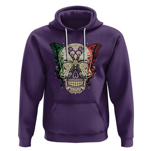 Mexican Sugar Skull Hoodie Mexico Flag Butterfly Latino Hispanic Heritage TS02 Purple Printyourwear