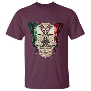 Mexican Sugar Skull T Shirt Mexico Flag Butterfly Latino Hispanic Heritage TS02 Maroon Printyourwear
