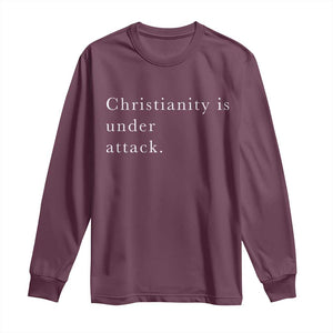 Christianity Is Under Attack Long Sleeve Shirt Pray for Grand Blanc Michigan Faith Support TS02 Maroon Print Your Wear