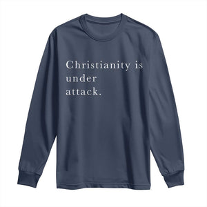 Christianity Is Under Attack Long Sleeve Shirt Pray for Grand Blanc Michigan Faith Support TS02 Navy Print Your Wear