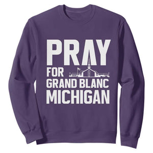 Pray for Grand Blanc Michigan Sweatshirt Faith and Community Support TS02 Purple Print Your Wear