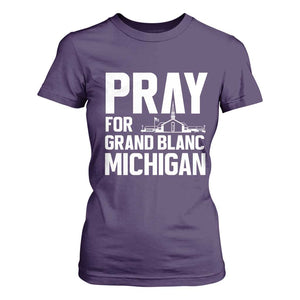 Pray for Grand Blanc Michigan T Shirt For Women Faith and Community Support TS02 Purple Print Your Wear