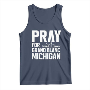 Pray for Grand Blanc Michigan Tank Top Faith and Community Support TS02 Navy Print Your Wear