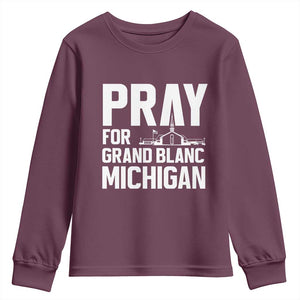 Pray for Grand Blanc Michigan Youth Sweatshirt Faith and Community Support TS02 Maroon Print Your Wear